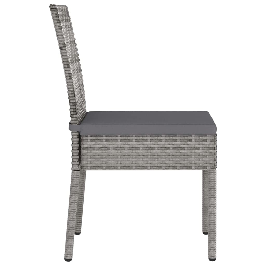 Patio Dining Chairs 4 pcs Poly Rattan Gray