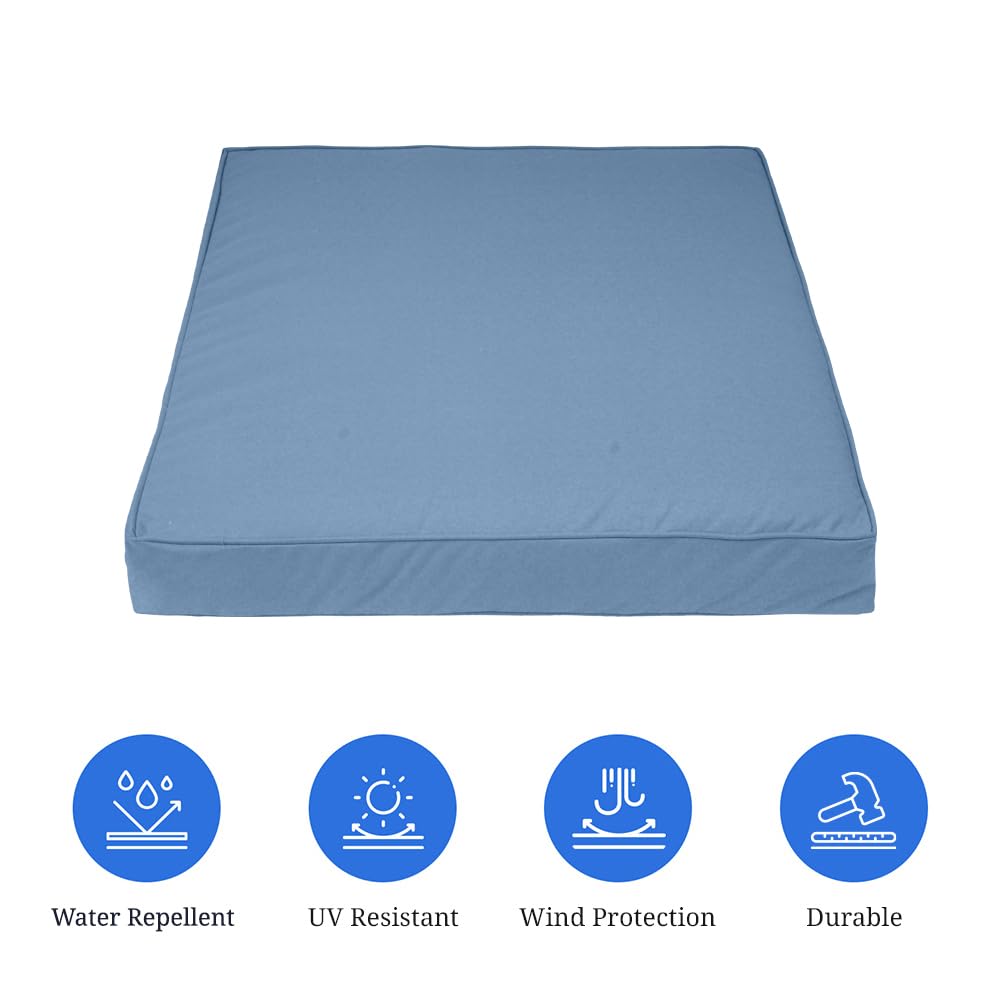 Covers & All Square Outdoor Cushion Covers For Patio Furniture Sets, Water, Tear & Uv Resistant Polyester Cushion Slipcover With Zippers (Pack Of 2) (16' L X 16' W X 4' Thick, Sky Blue)