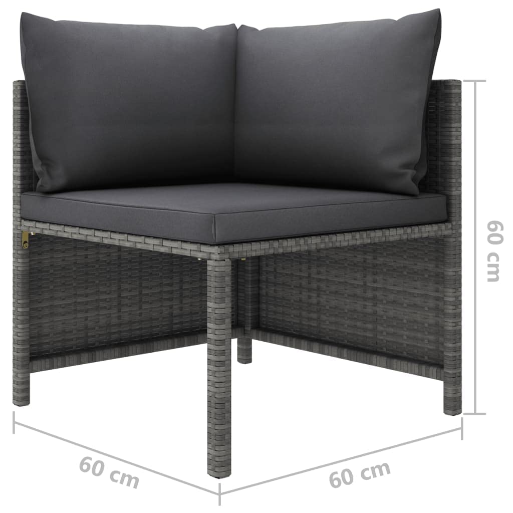 vidaXL Outdoor Patio Lounge Set, 7-Piece Poly Rattan Garden Furniture Set with Removable Cushions, Gray and Anthracite, Modular Arrangement with Convertible Footstool
