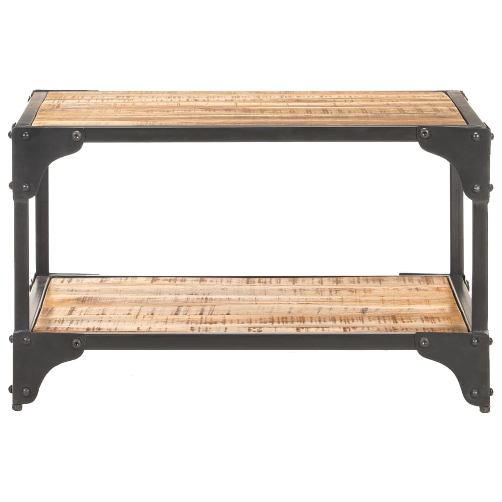 vidaXL Sturdy Square Coffee Table in Solid Rough Mango Wood, Enhances Rustic Décor, Farmhouse Style, Provides Extra Storage for Living Room or Office