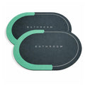 Door Mat Set of 2, AntiSlip Oval Floor Mats, Water Absorbent, Modern Green Gradient, Indoor Bath Rug