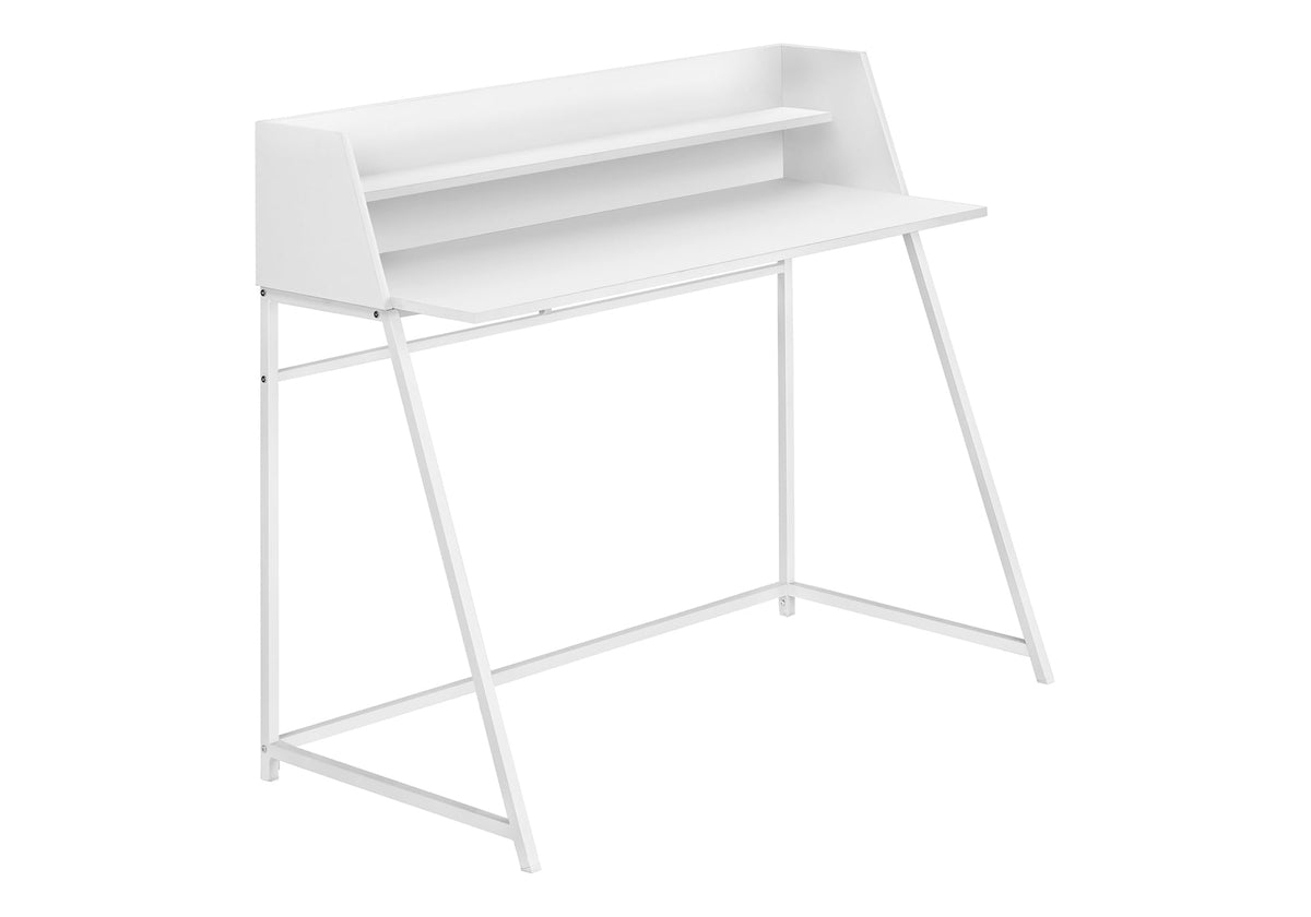 Monarch Specialties I 7545 Computer Desk, Home Office, Laptop, Storage Shelves, 48" L, Work, Metal, Laminate, White, Contemporary, Modern