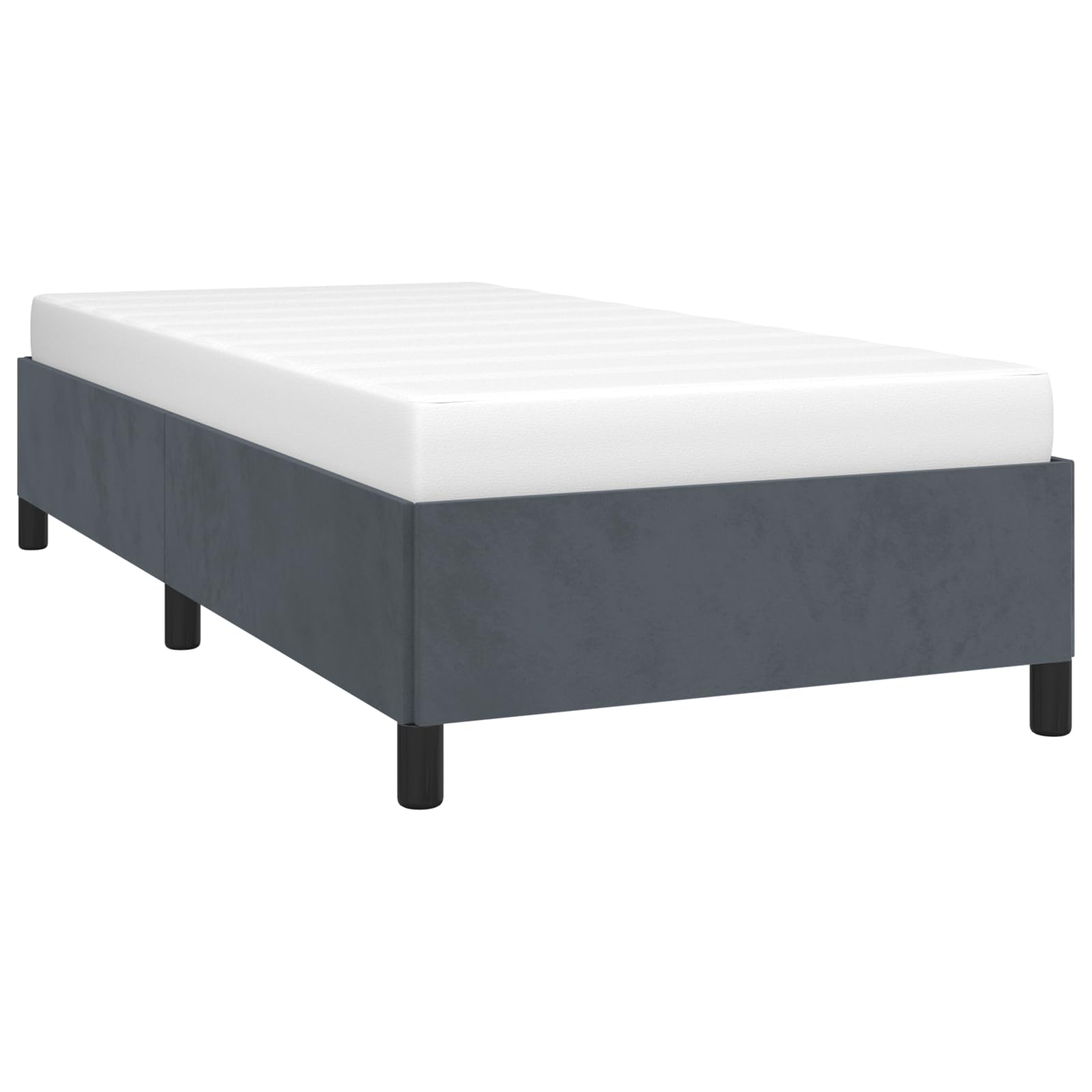 vidaXL Twin XL Size Bed Frame with Plywood Slats, Platform Bed Frame, Velvet Upholstered Mattress Foundation, No Box Spring Needed & Easy Assembly, Dark Gray, Without Mattress