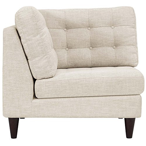 Modway Empress Upholstered Fabric Corner Sofa Beige
