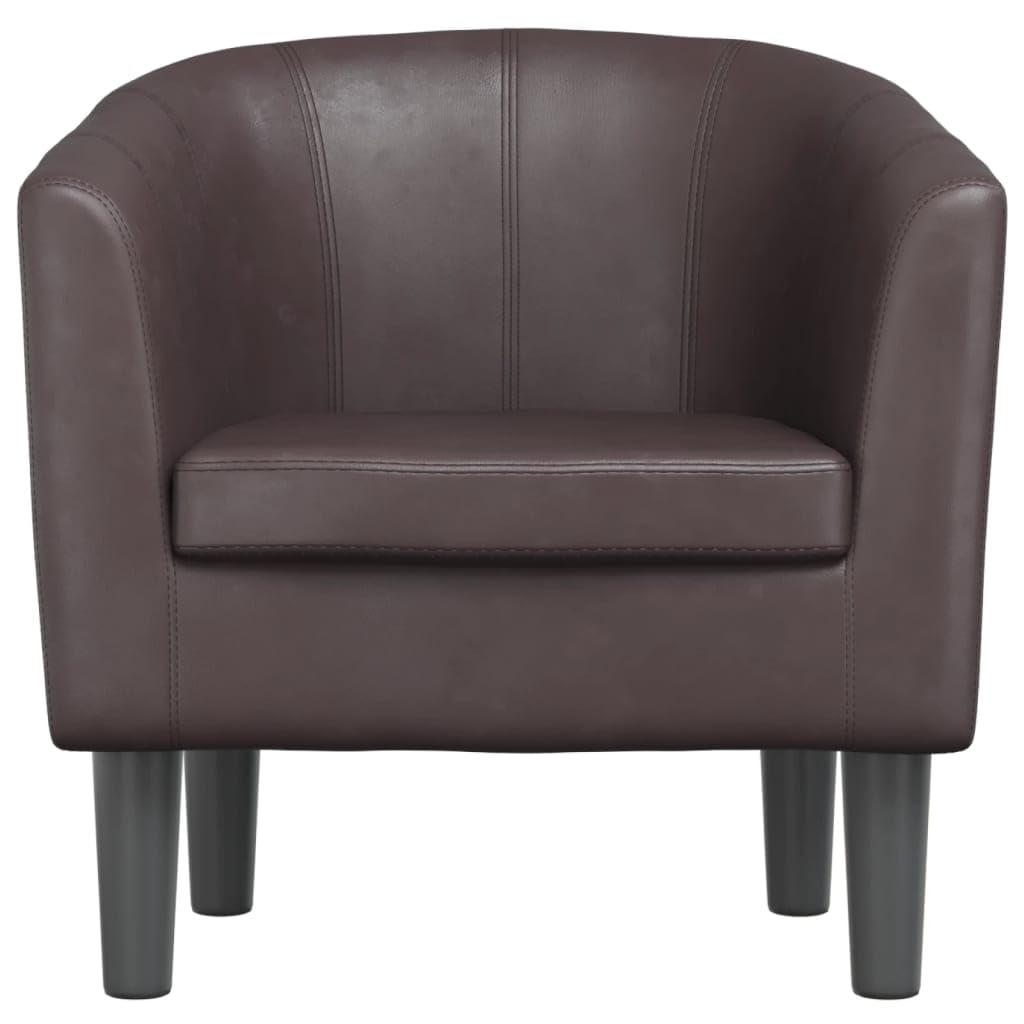 vidaXL Modern Tub Chair - Stylish Brown Faux Leather Lounge Seat for Living Room, Home Office or Bedroom