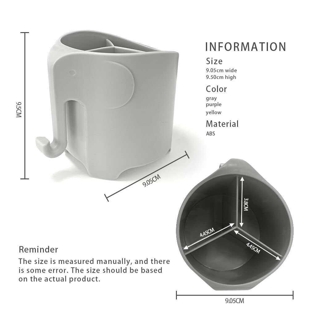 Ryanlemon Elephant Toothbrush Holder For Kids Toddler, Suction Cup Toddler Toothbrush Holder, Cute Baby Toothbrush Holder With 3