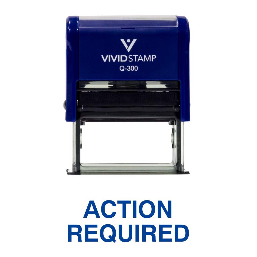 Action Required Office Self Inking Rubber Stamp (Blue Ink) - Large