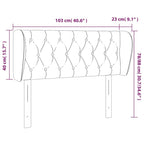 vidaXL Stylish Headboard with Ears - Dark Gray Fabric Made, Engineered Wood and Solid Larch Wood, Foam Filled, Measures 40.6"x9.1"x30.7"/34.6"(WxDxH)