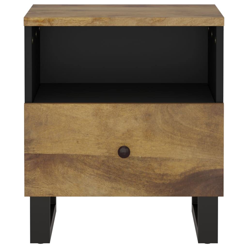 Revera Bedside Table in Solid Mango Wood and Multilayer Wood