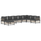 vidaXL 8-Piece Patio Lounge Set in Anthracite Poly Rattan with Cushions - Modular Outdoor Furniture for Garden, Terrace or Deck