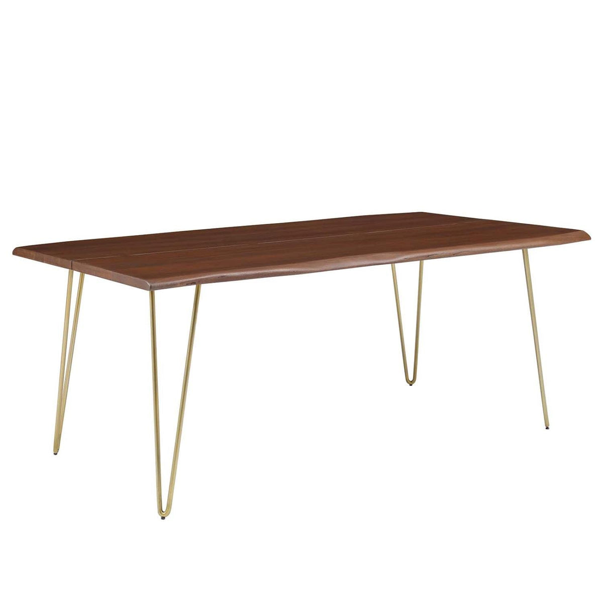 Modway Ardor 74&Quot; Live Edge Acacia Wood Rectangular Dining Table In Gold Walnut