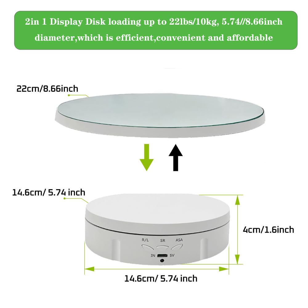 Jayegt 2 In 1 Motorized Rotating Display Stand With Mirror Replacement Cover,Max 22Lbs Load , 360 Degree Electronic Turntable Di