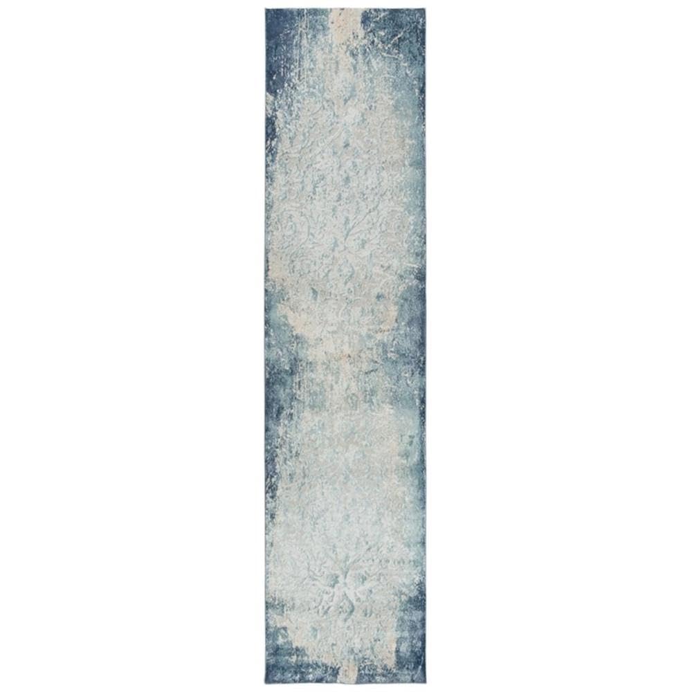 Rizzy Home Glamour Collection Scroll Rug Teal 2'7" X 9'6" 8' Runner Runner, Indoor Entryway, Kitchen, Bathroom