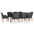 vidaXL Patio Dining Set 9 Piece with Cushions Garden Outdoor Terrace Balcony Backyard Dining Dinner Dinette Table and Chair Furniture Black