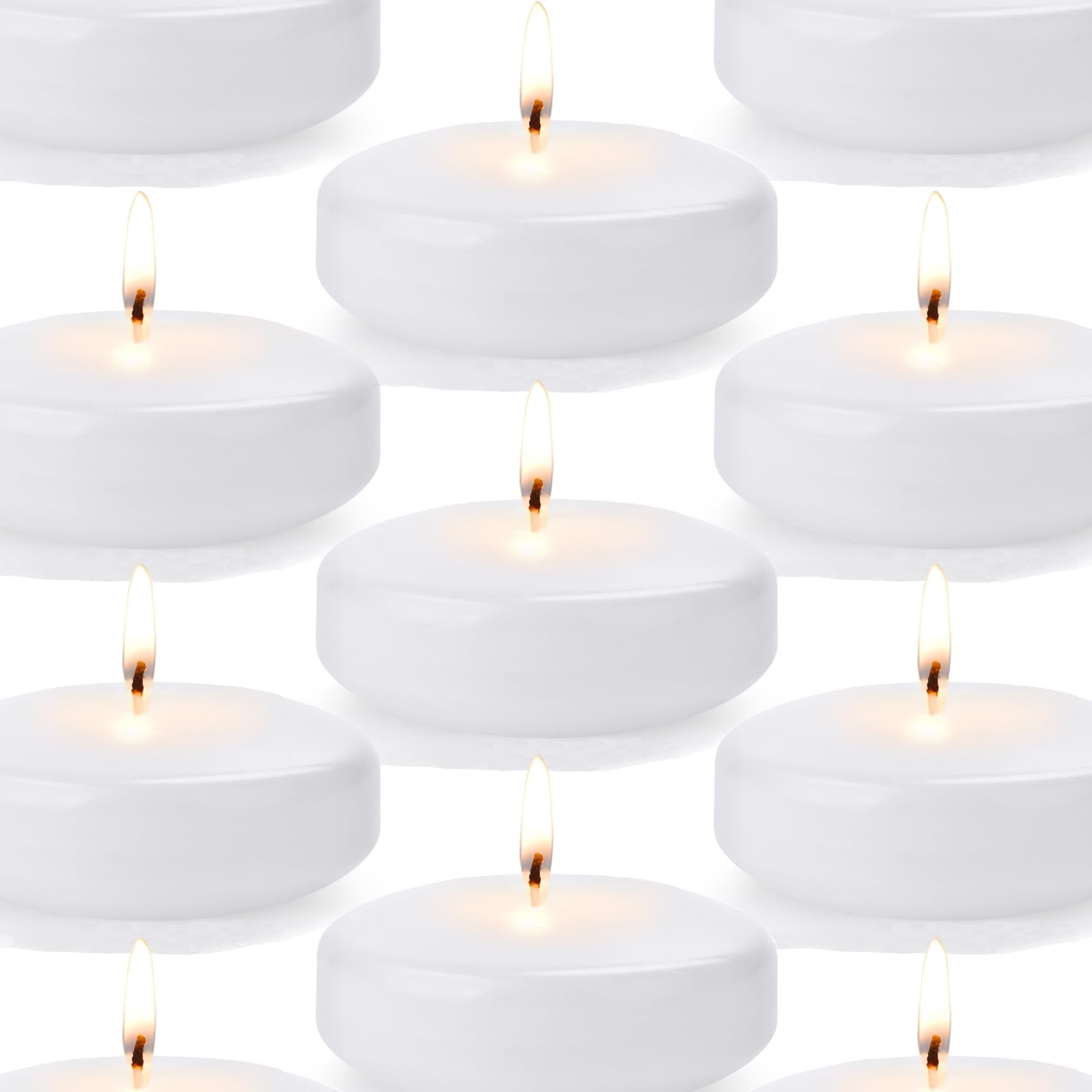 36 Pack White Floating Candles 3 inch Unscented and Non-Dripless Wax Burning for 13-15 Hours, Floating Candles Used for Cylindri