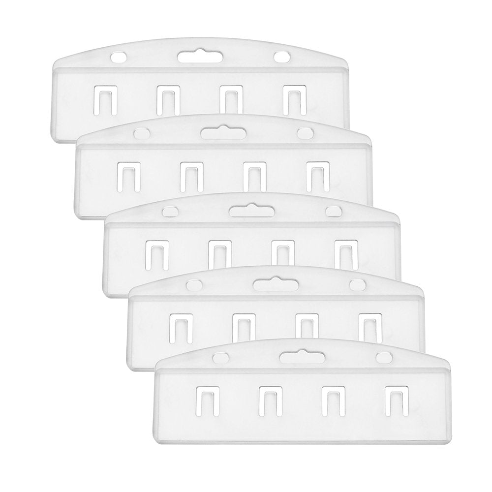 Outus 5 Pcs Swipe Badge Holder Horizontal Half Card Frosted Rigid Clear Plastic Id Card Holder For Swiping Id Credit Name Cards
