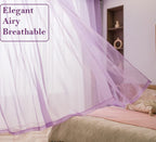Pi Purple Sheer Curtains 84 Inches Length With Eyelets,Soft Voile Textured,Elegant Window Draperies For Wedding/Villa 2 Panels (W52 X L84, Violet Purple)
