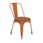 Flash Furniture Metal Colorful Restaurant Chair, 20&Quot; Dx18 Wx33 H, Orange/Teak