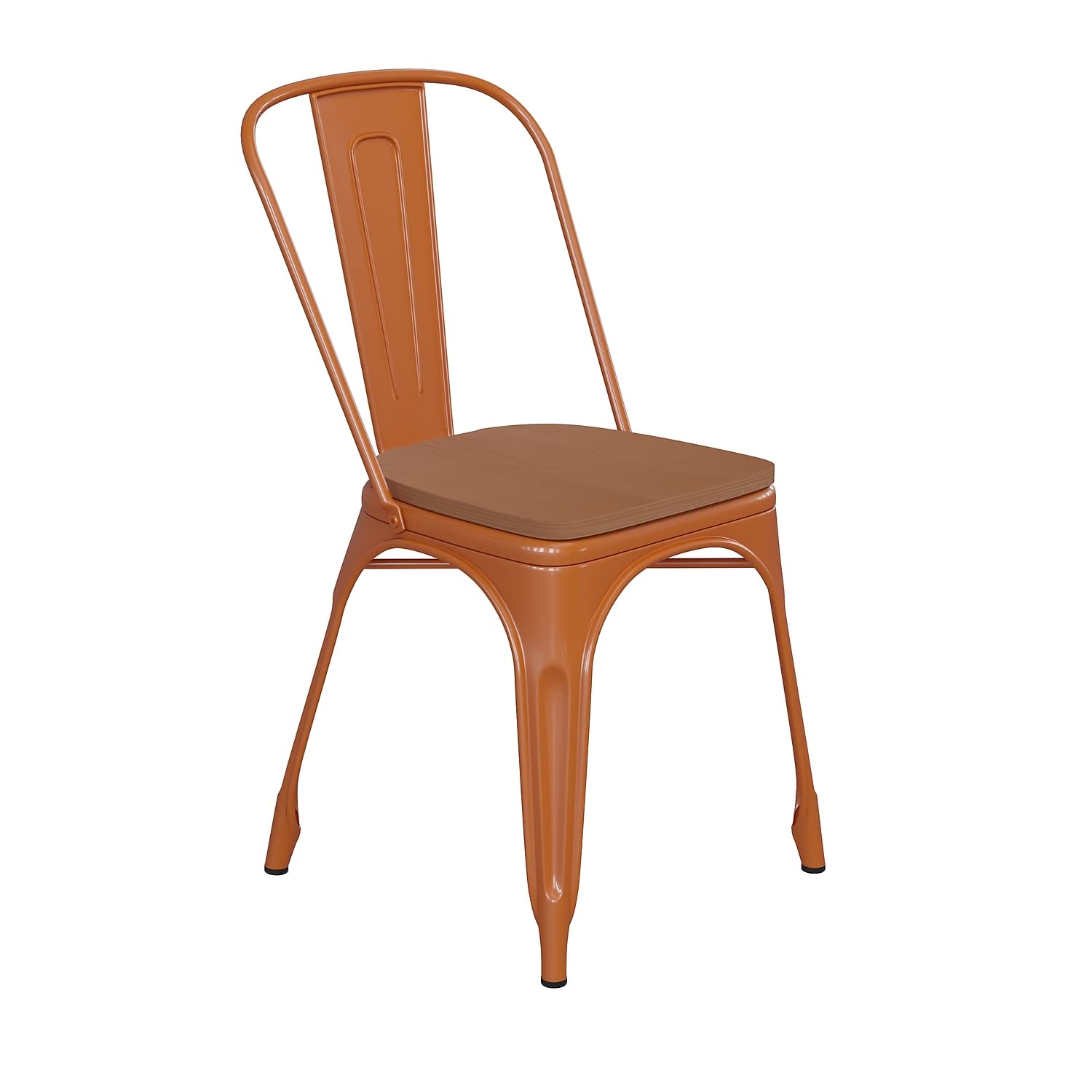 Flash Furniture Metal Colorful Restaurant Chair, 20&Quot; Dx18 Wx33 H, Orange/Teak