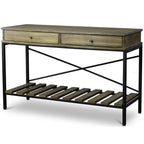 Baxton Studio Newcastle Wood and Metal Criss-Cross Console Table, 30" x 47.25" x 18", Brown