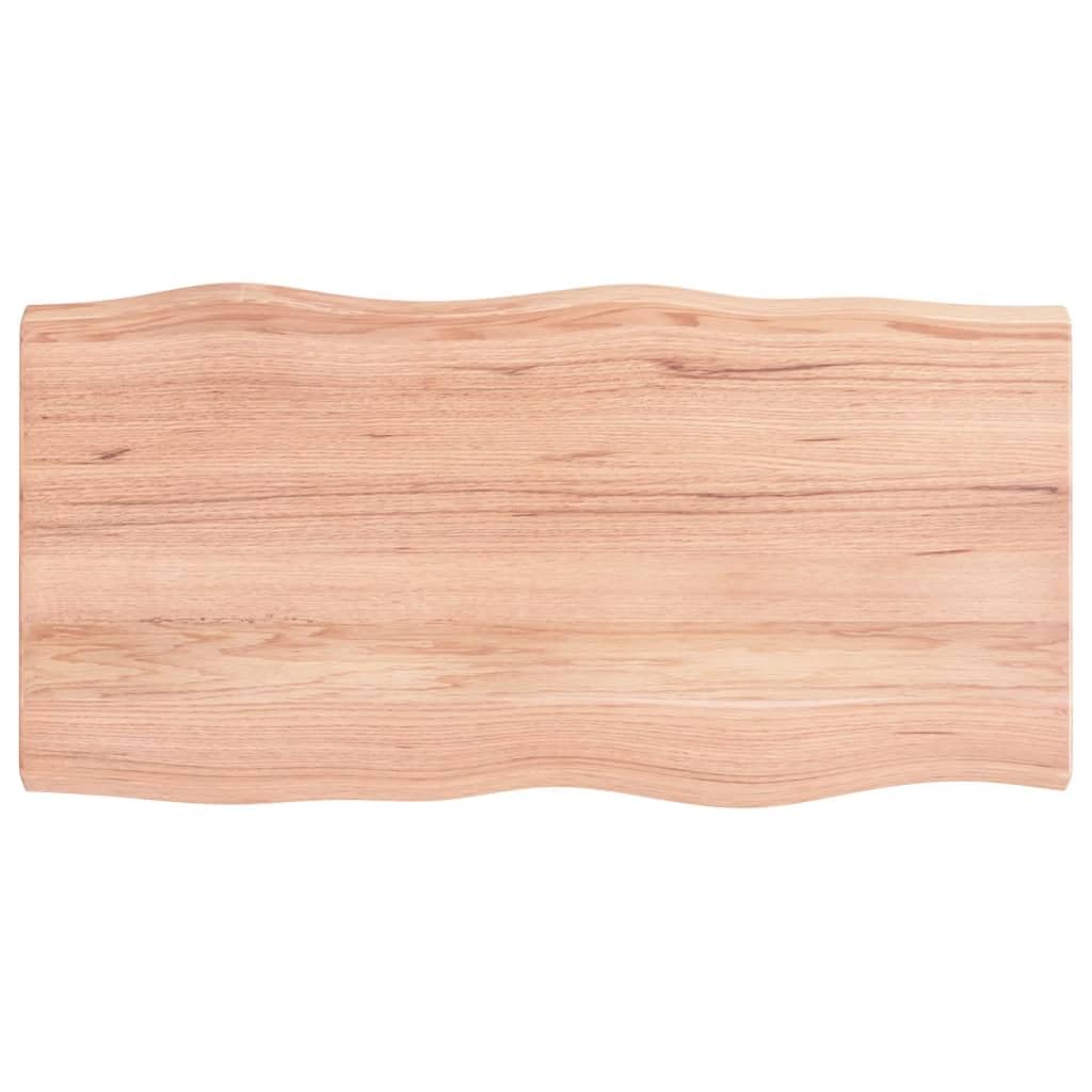 vidaXL Treated Solid Oak Wood Table Top | Live Edge | Home and Office Friendly | Light Brown| Dimensions: 39.4"x19.7"x(0.8"-1.6")