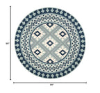 Safavieh Veranda Collection Area Rug - 8' Round, Ivory & Blue, Boho Design, Non-Shedding & Easy Care, Indoor/Outdoor & Washable-