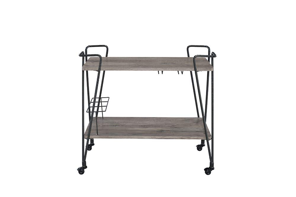 HomeRoots Metal, MDF 32&quot; X 16&quot; X 31&quot; Black Metal Serving Cart