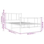 vidaXL Sturdy and Robust Metal Bed Frame with Headboard and Footboard, Powder-Coated Steel Construction, Classic Design, Extra Under-Bed Storage Space, Suitable for 39.4"x74.8" Mattress - Black