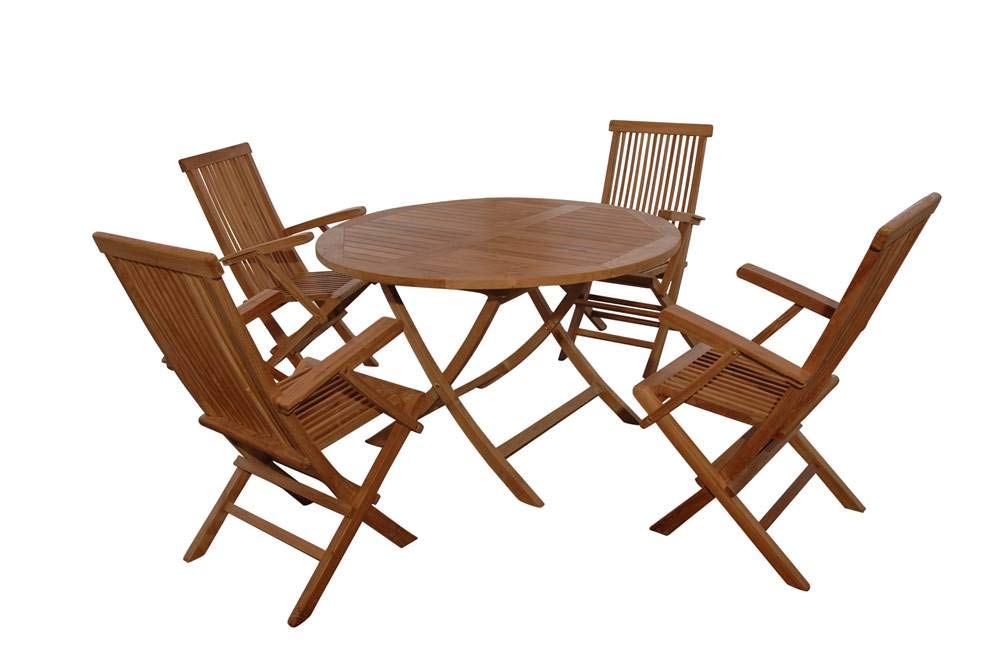 Anderson Teak Bahama Classic Folding Armchair 5-Pieces Dining Set