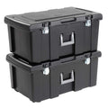 Sterilite 18429002 Footlocker Lid and Base with Titanium Handle, Black, (Pack of 2)