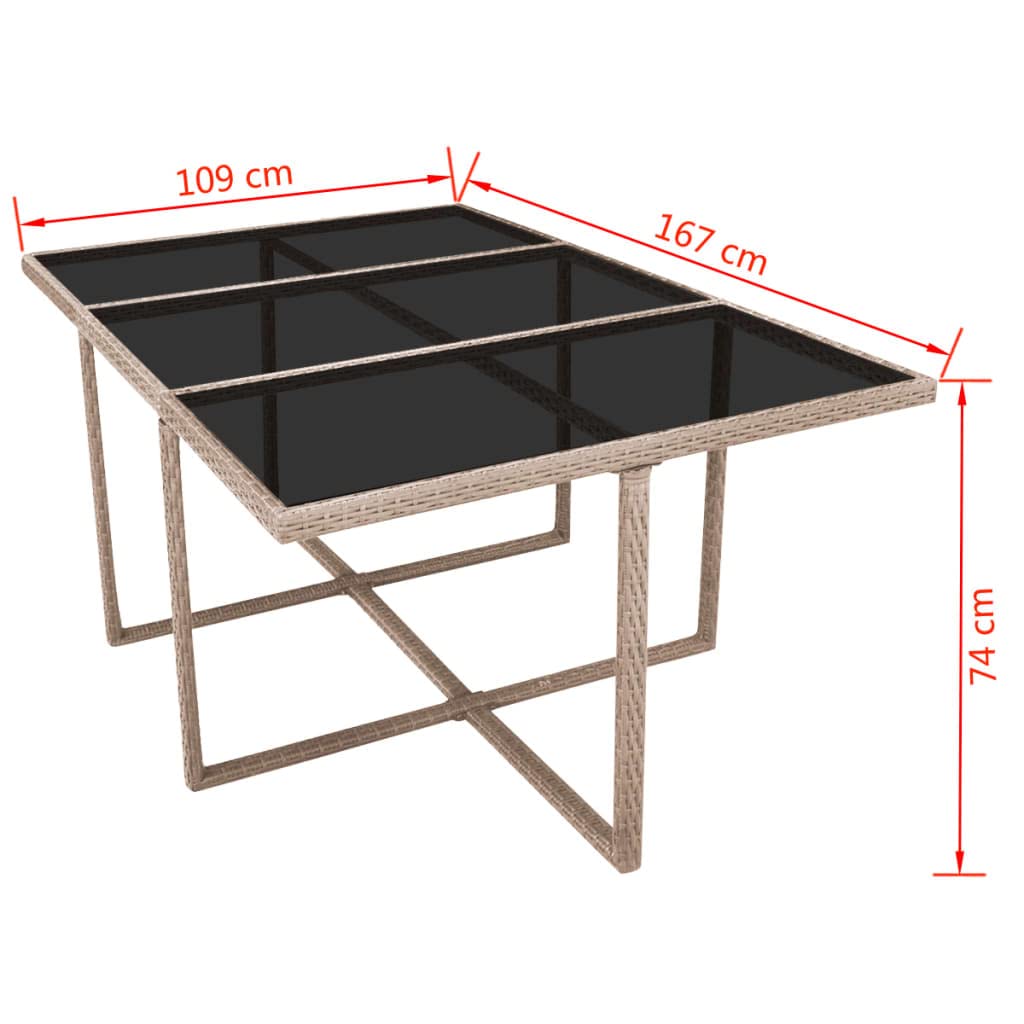 vidaXL Patio Dining Set 11 Piece, Table and Chair for Garden Balcony Porch, Outdoor Dining Set with Cushions, Stool, Poly Rattan Beige