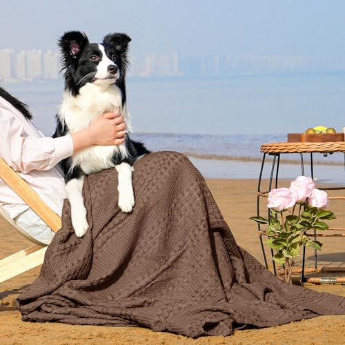 Phf Cooling Waffle Blanket Twin Size, Lightweight 60% Rayon Derived From Bamboo & 40% Cotton Breathable Blanket For Hot Sleepers, Soft And Luxury For Bed Couch And Sofa, 66'X90', Cocoa Brown