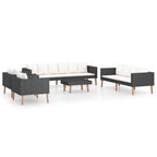 vidaXL Patio Furniture Set 5 Piece, Sectional Sofa for Outdoor Garden, Couch with Cushions, Coffee Table, Scandinavian Style, Poly Rattan Black