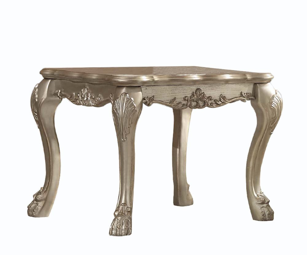 ACME Dresden End Table - - Gold Patina & Bone