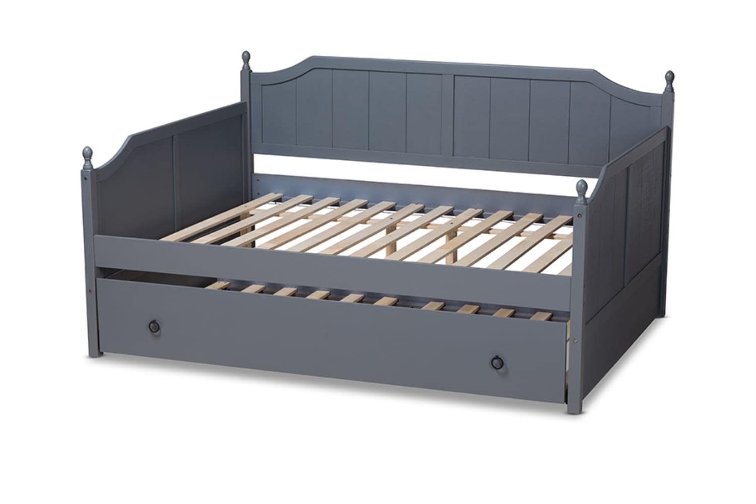 Baxton Studio Millie Cottage Farmhouse Grey Finished Wood Full Size Daybed with Trundle