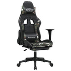 vidaXL Adjustable Gaming Chair with Footrest - Black and Camouflage, Faux Leather Upholstered Seat, Sturdy Frame, 360° Swivel Design