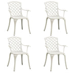 vidaXL 5-Piece Industrial Style Bistro Set - Round Table and Garden Chairs - Cast Aluminium Weather Resistant Outdoor Furniture Set - White