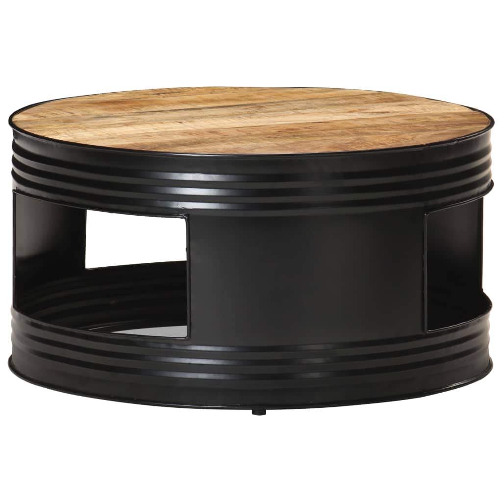 vidaXL Round Coffee Table with Iron Frame - Thumbnail 2