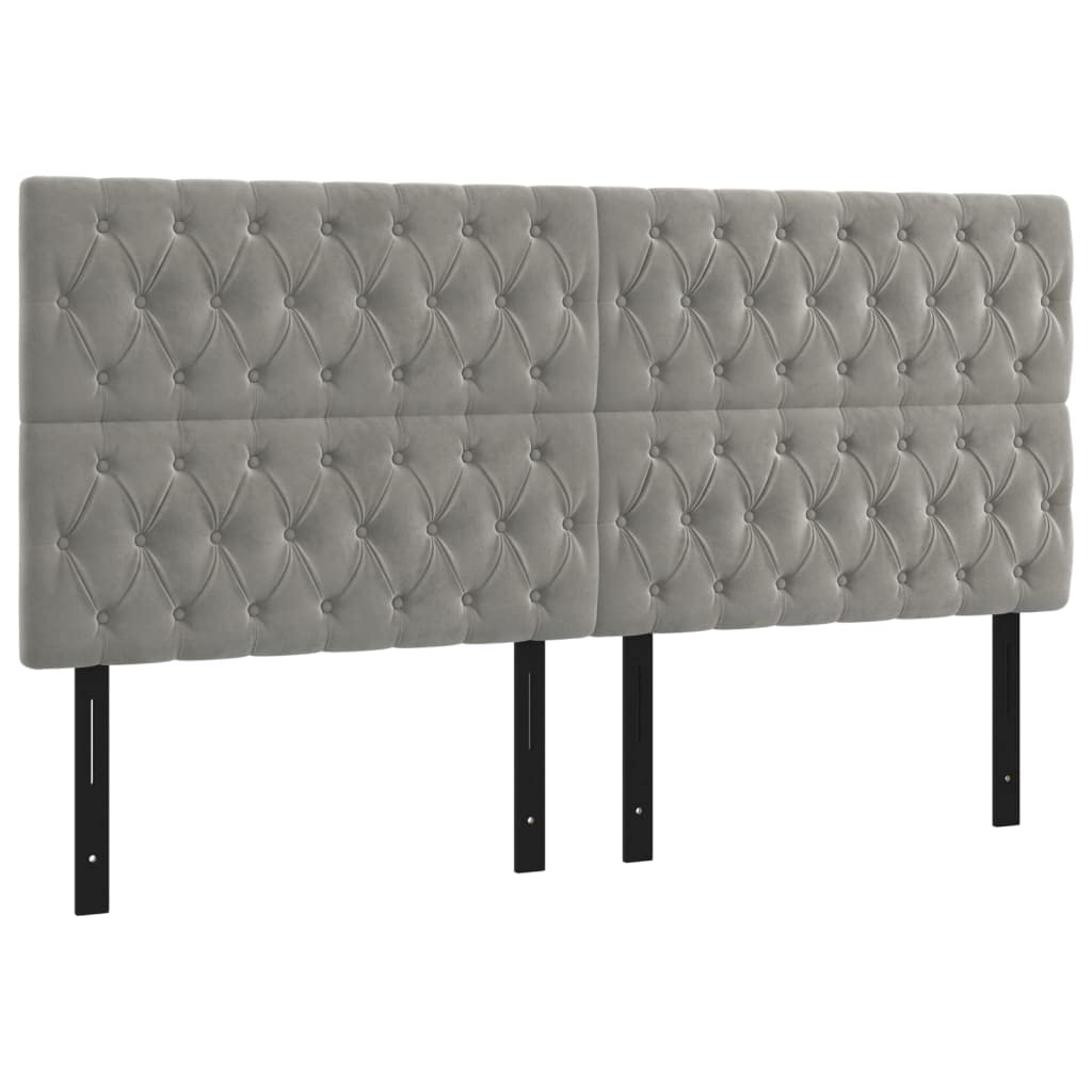 Vidaxl 4X Headboards Home Indoor Bed Accessory Bedroom Upholstered Headboard Bed Header Furniture Light Gray 39.4"X2.8"X30.7"/34.6" Velvet