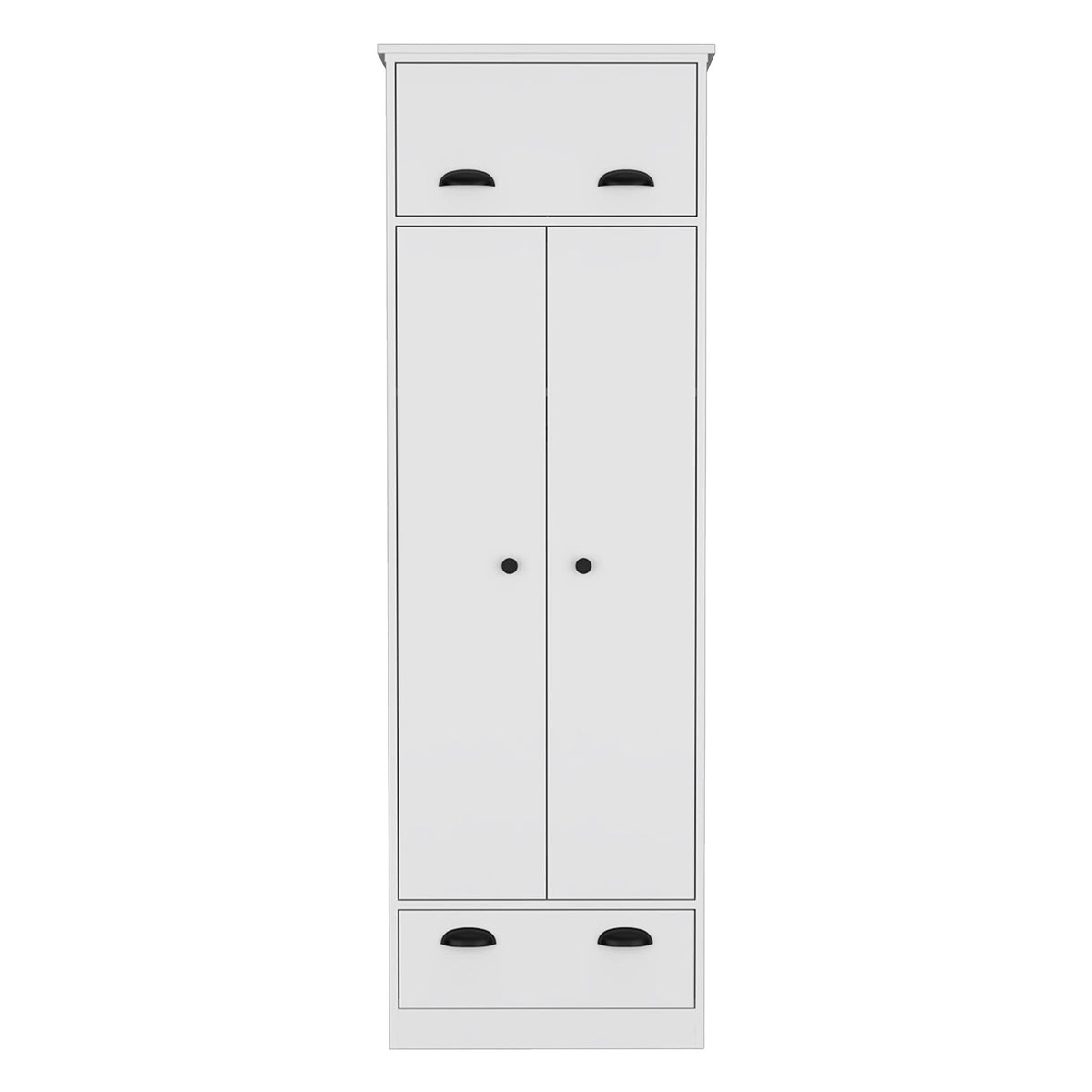 Depot E-Shop Tifton Armoire With Hinged Drawer, 2-Doors, And 1-Drawer, 70.47&quot; H, White, Bedroom