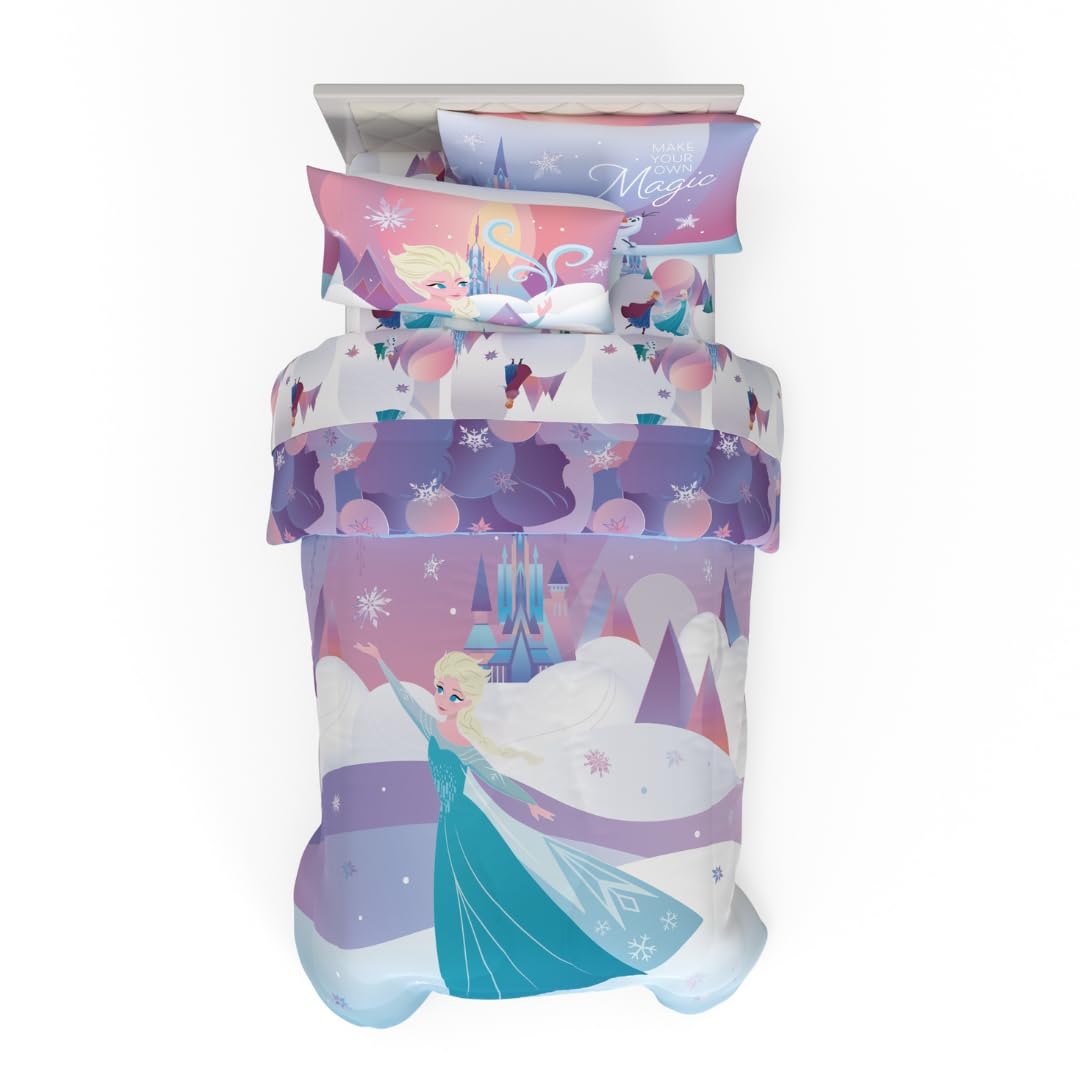 Franco Collectibles Disney'S Frozen 2 Recycled Bedding 4 Piece Super Soft Reversible Comforter And Sheet Set, Twin, (100% Offici