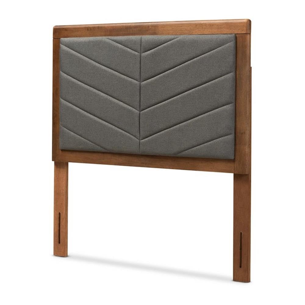 Baxton Studio Iden Modern and Contemporary Dark Grey Fabric Upholstered and Walnut Brown Finished Wood Twin Size Headboard