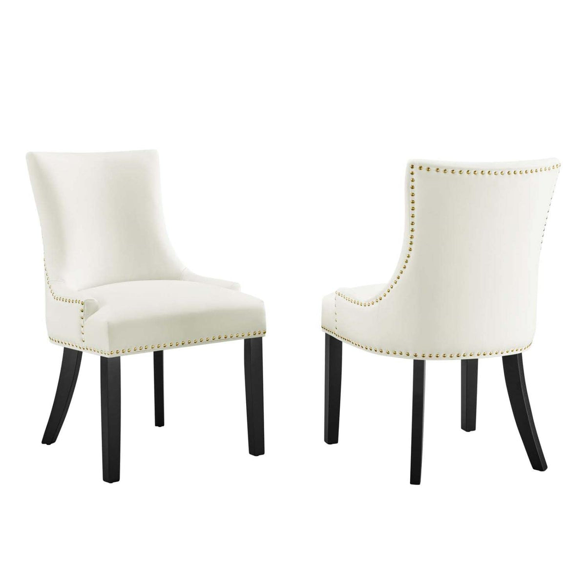 Modway Marquis 20.5&quot; Velvet Dining Side Chairs in White/Black (Set of 2)