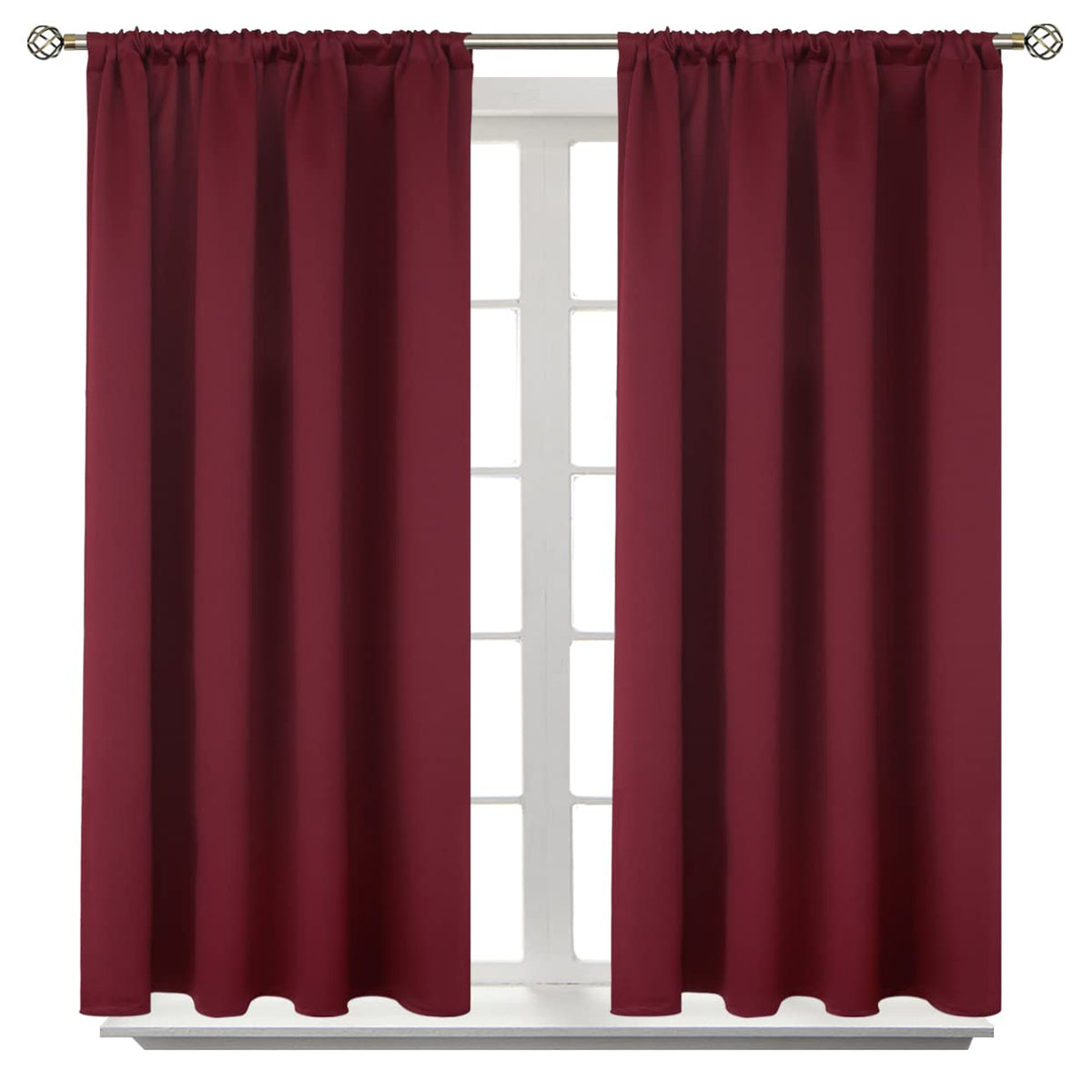 Bgment Burgundy Blackout Curtains 54 Inch Long For Bedroom - Rod Pocket Thermal Insulated Room Darkening Window Drapes For Basem