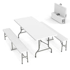 Vingli Picnic Table Set With 2 Benches, 6 Feet Camping Table Chair Set,3-Piece Folding Furniture For Indoor Or Outdoor Use, Smooth Tabletop, White