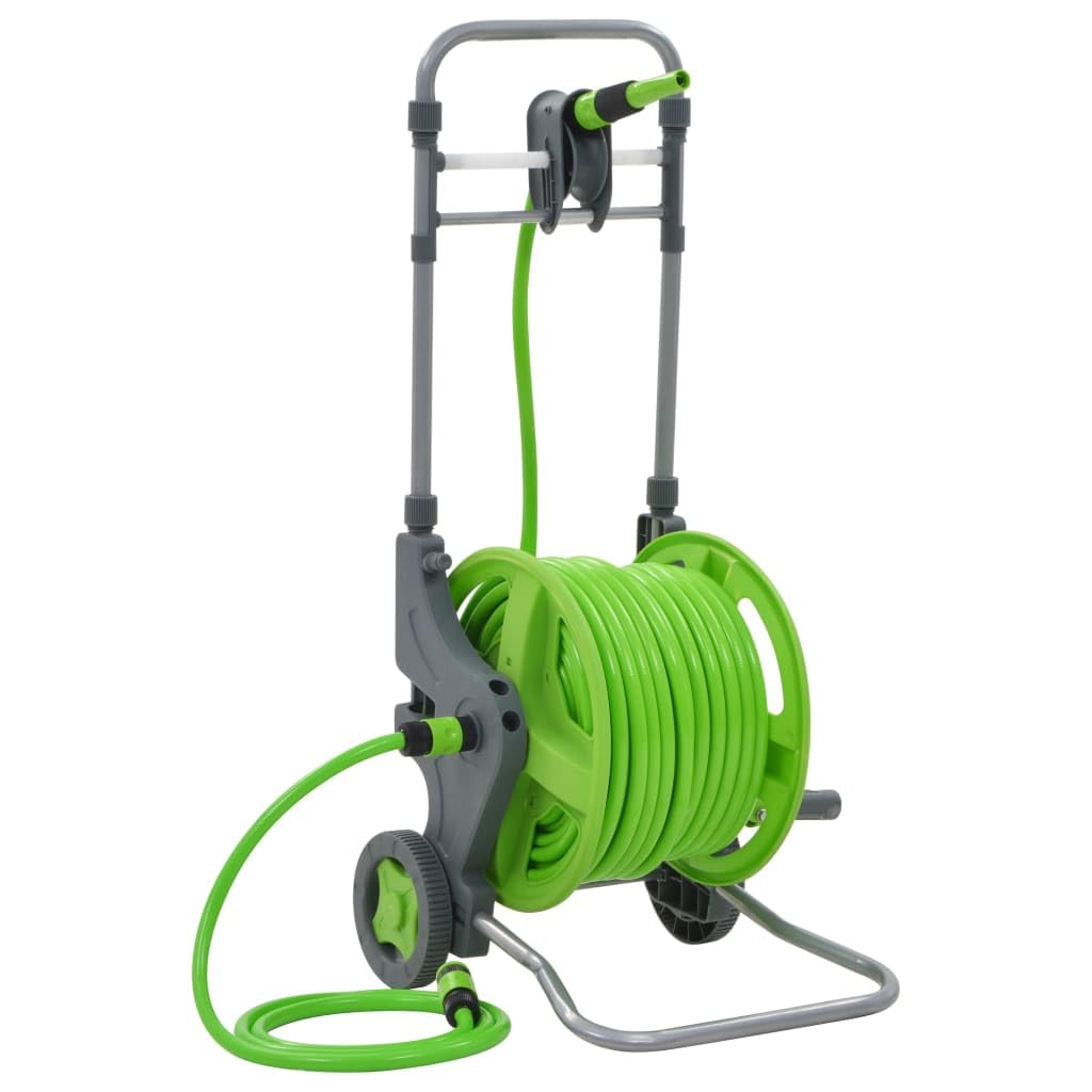 Vidaxl Hose Reel 45+2M Garden Hose Water Hose Trolley Green
