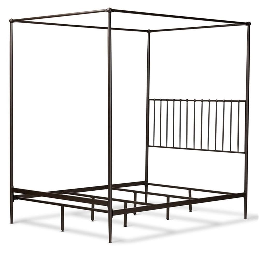 Baxton Studio Elsa Modern Black Metal Canopy Queen Bed