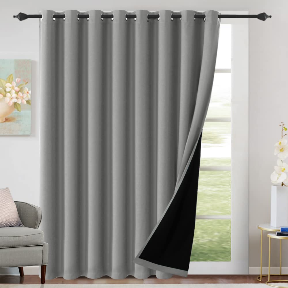 H.Versailtex 100% Blackout Curtains For Bedroom 84 Inches Long Thermal Insulated Curtains For Living Room Full Light Blocking Gr