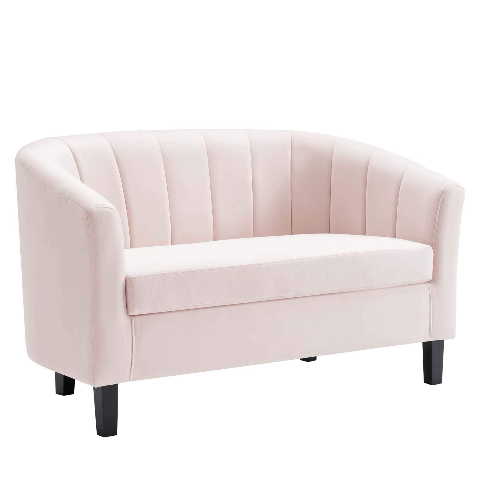 Modway Prospect Loveseat Channel Tufted Performance Velvet, Pink