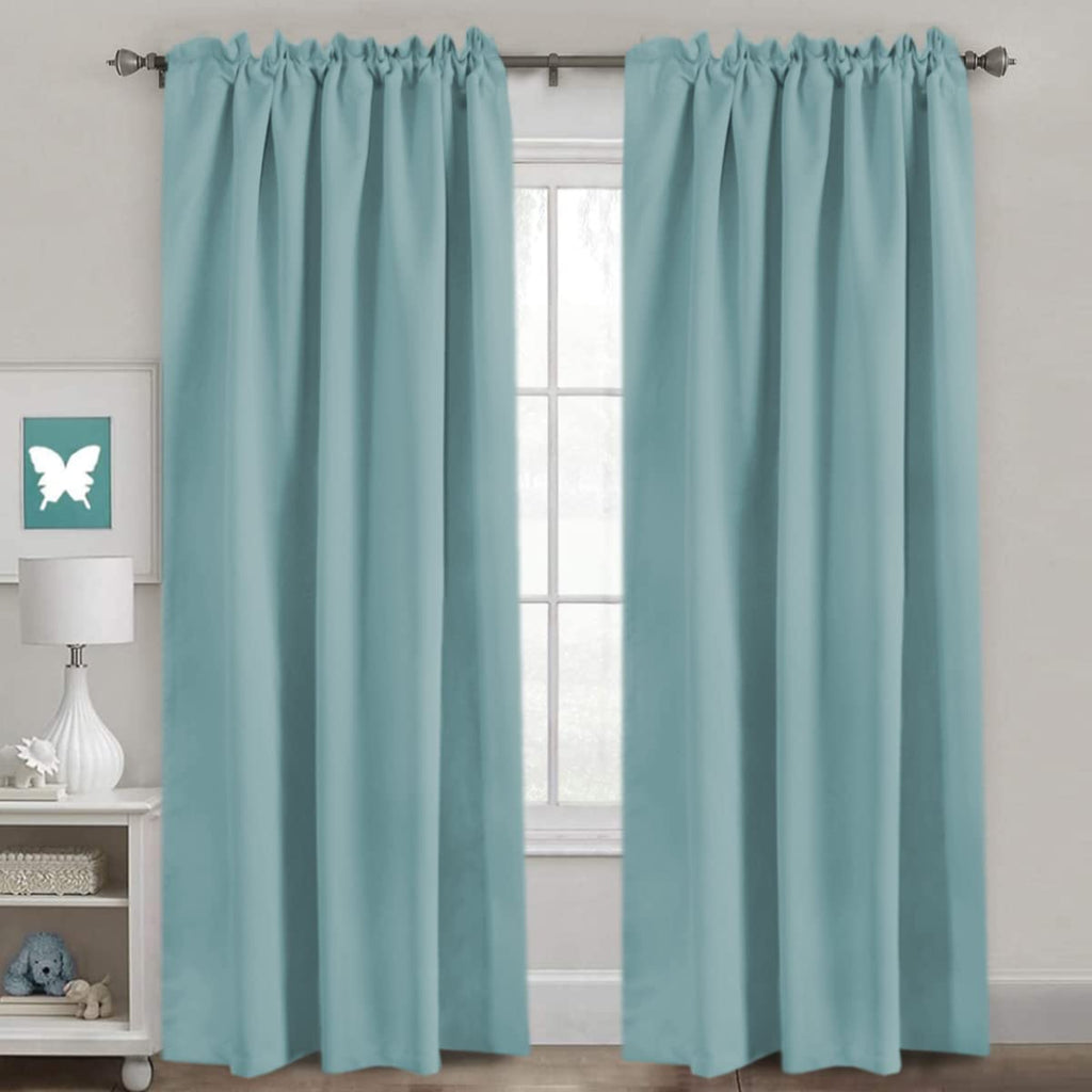 H.Versailtex Blackout Curtains Thermal Insulated Window Treatment Panels Room Darkening Blackout Drapes For Living Room Back Tab/Rod Pocket Bedroom Draperies (2 Panels, Mineral Blue, 52 X 84 Inch)